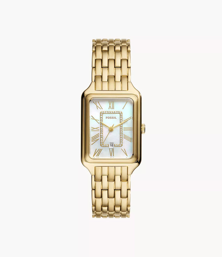 Fossil orologio Raquel 26mm madreperla quarzo acciaio finitura PVD oro giallo ES5304
