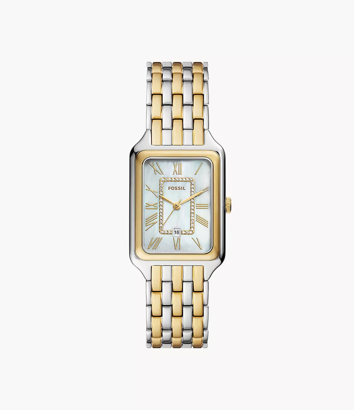 Fossil orologio Raquel 26mm madreperla quarzo acciaio finiture PVD oro giallo ES5305