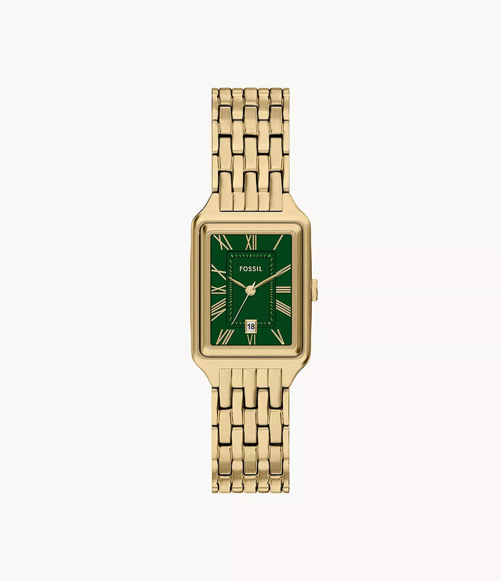 Fossil orologio Raquel 23mm verde quarzo acciaio finitura PVD oro giallo ES5452