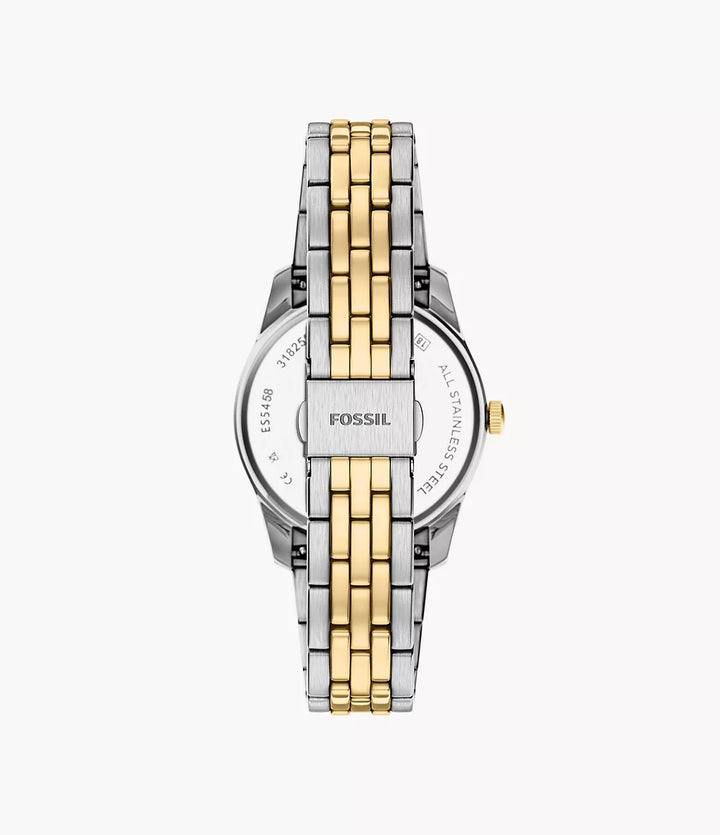 Fossil orologio Scarlette 34mm nero quarzo acciaio finiture PVD oro giallo ES5458
