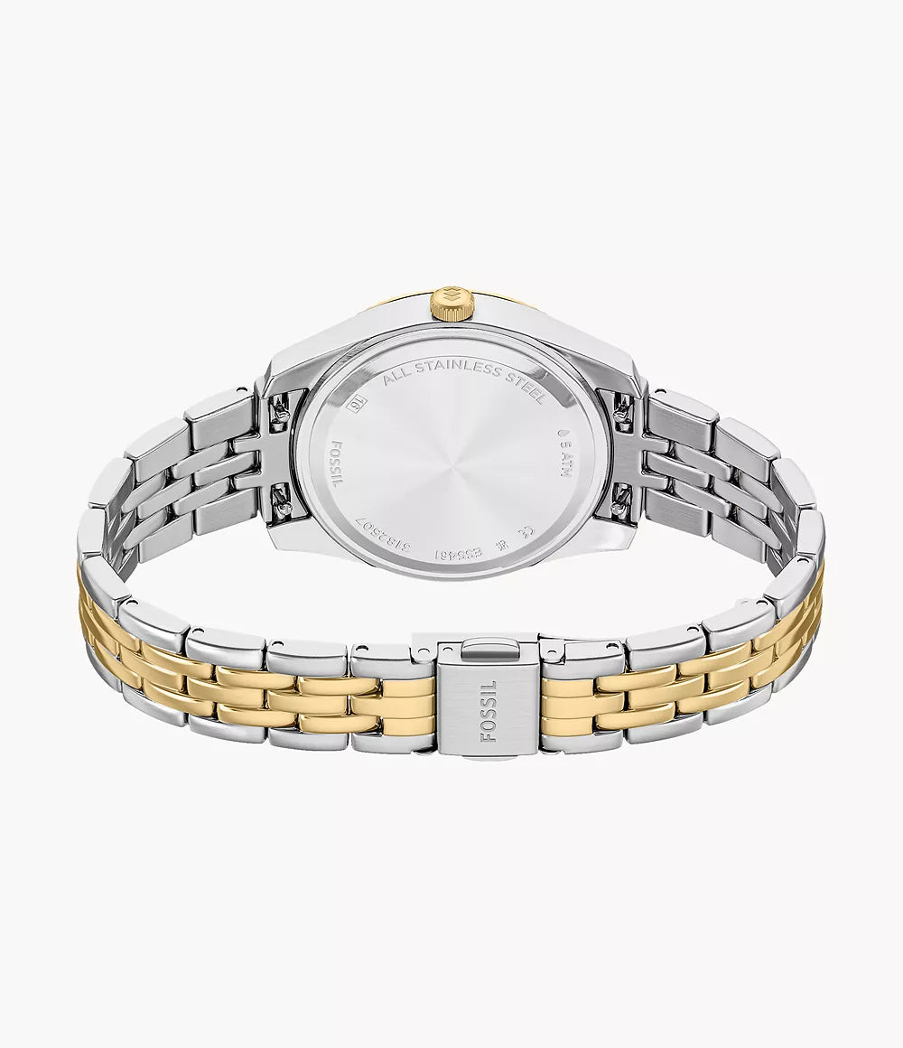 Fossil orologio Scarlette 33mm bordeaux quarzo acciaio finiture PVD oro giallo ES5461