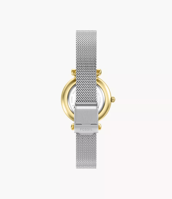 Fossil orologio Carlie Mini Mini 28mm madreperla quarzo acciaio finiture PVD oro giallo ES5463