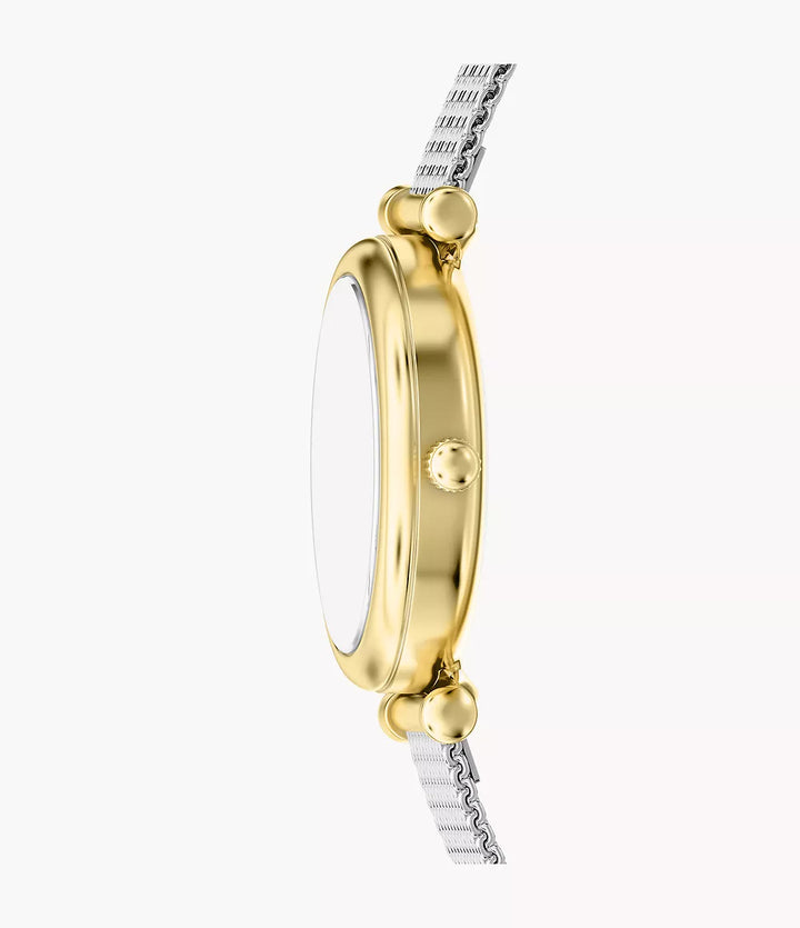 Fossil orologio Carlie Mini Mini 28mm madreperla quarzo acciaio finiture PVD oro giallo ES5463