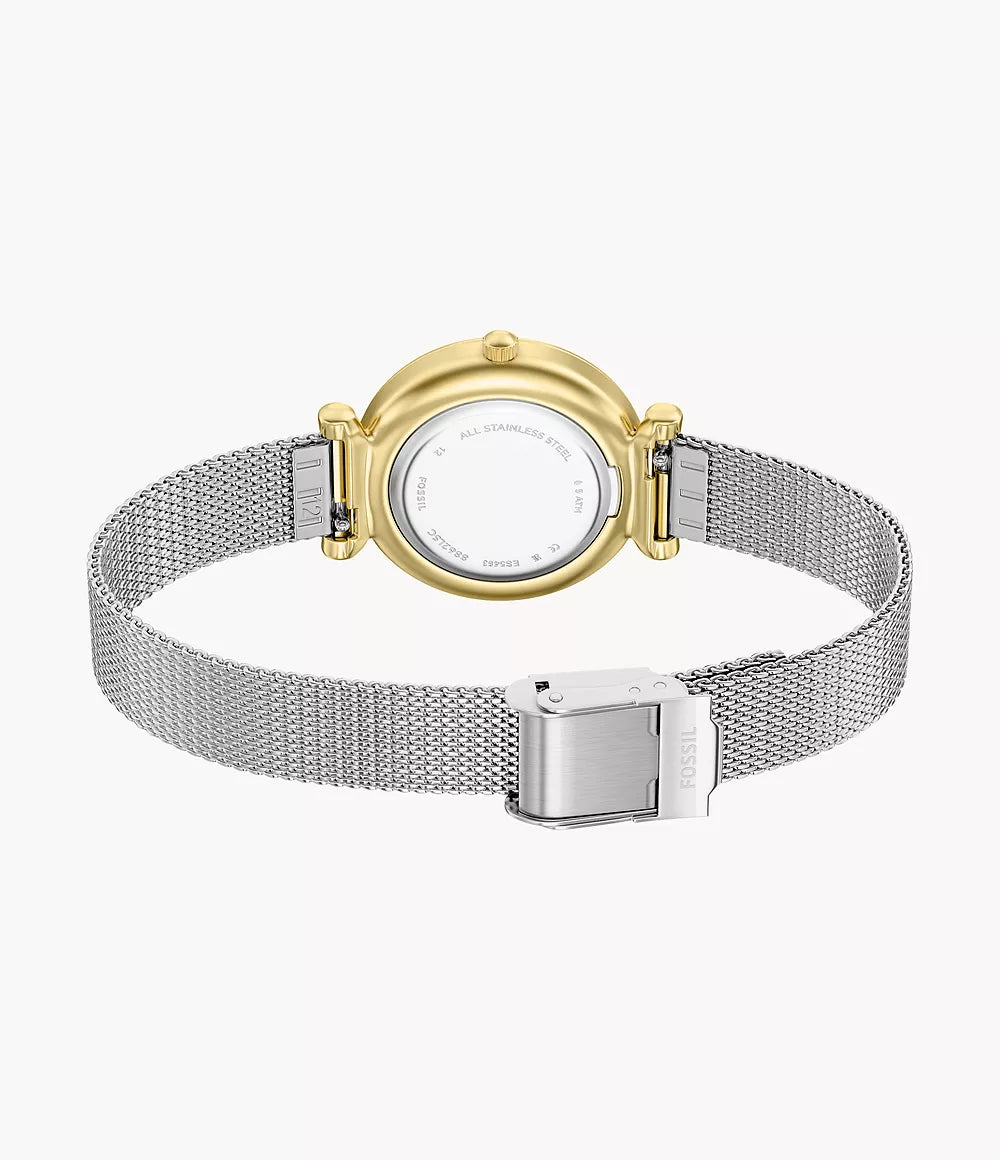 Fossil orologio Carlie Mini Mini 28mm madreperla quarzo acciaio finiture PVD oro giallo ES5463
