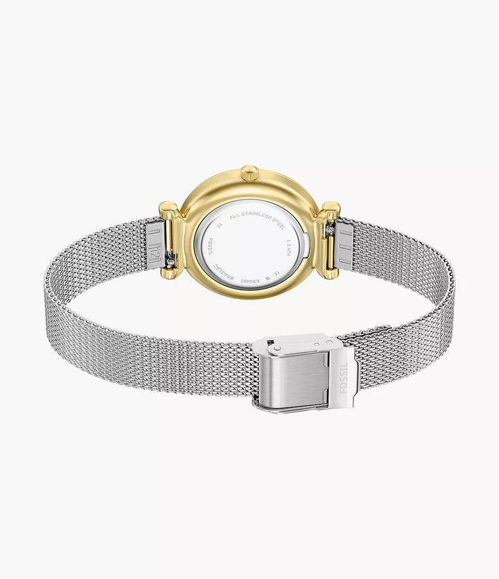 Fossil orologio Carlie Mini Mini 28mm madreperla quarzo acciaio finiture PVD oro giallo ES5463