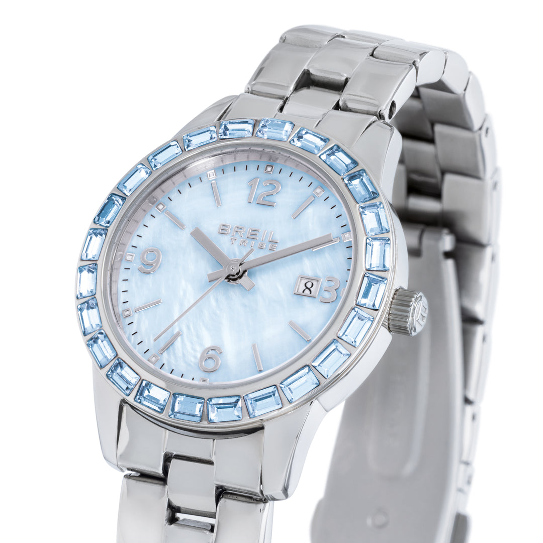 Breil orologio Glow And Go 30mm madreperla azzurro quarzo acciaio EW0823