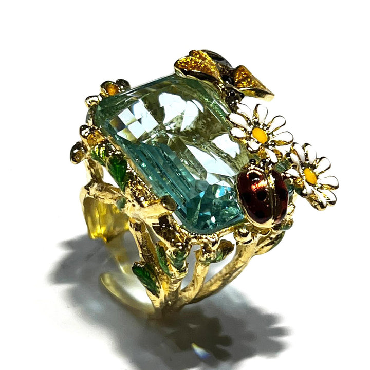 Federica Rossi anello Ape Margherite cristallo bronzo finitura PVD oro 18kt FR.AN.24