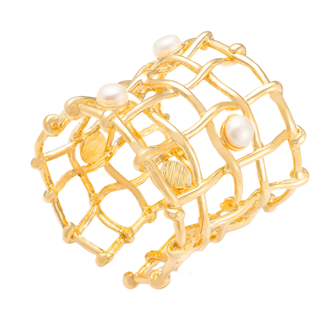 Federica Rossi bracciale Pearls Collection bronzo finitura PVD oro perle Biwa FR.BR.09