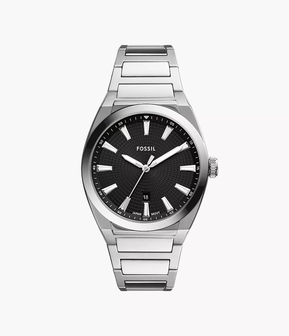 Fossil orologio Everett 42mm nero quarzo acciaio FS5821