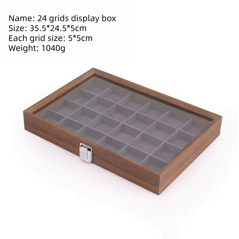 Capodagli boîte à bijoux en bois de noyer 12 compartiments intérieur gris foncé CPD-BOX-12