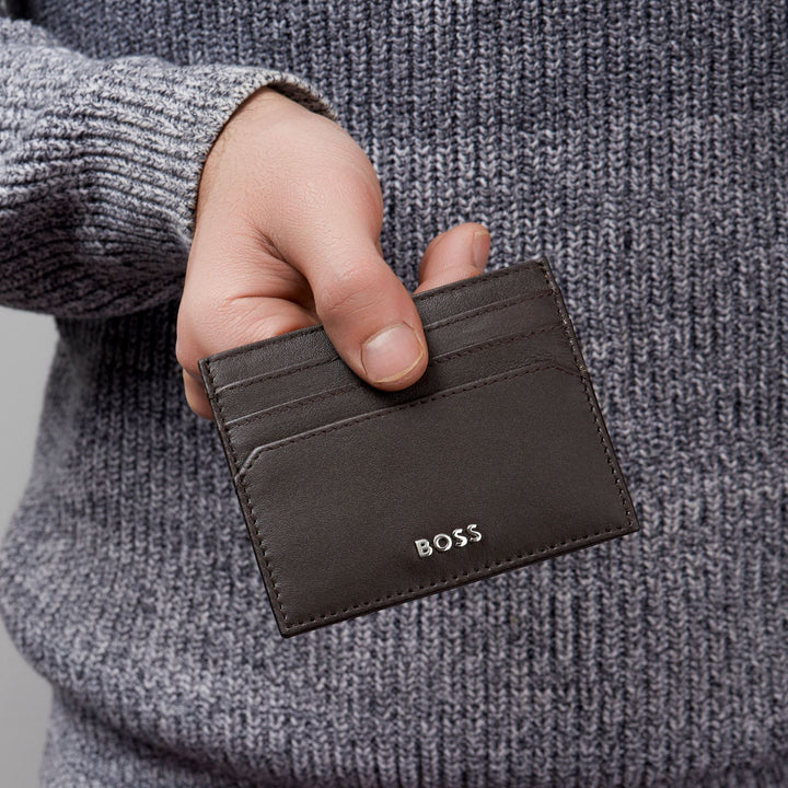 Hugo Boss Porta carte Classico Liscio Marrone HLC403Y