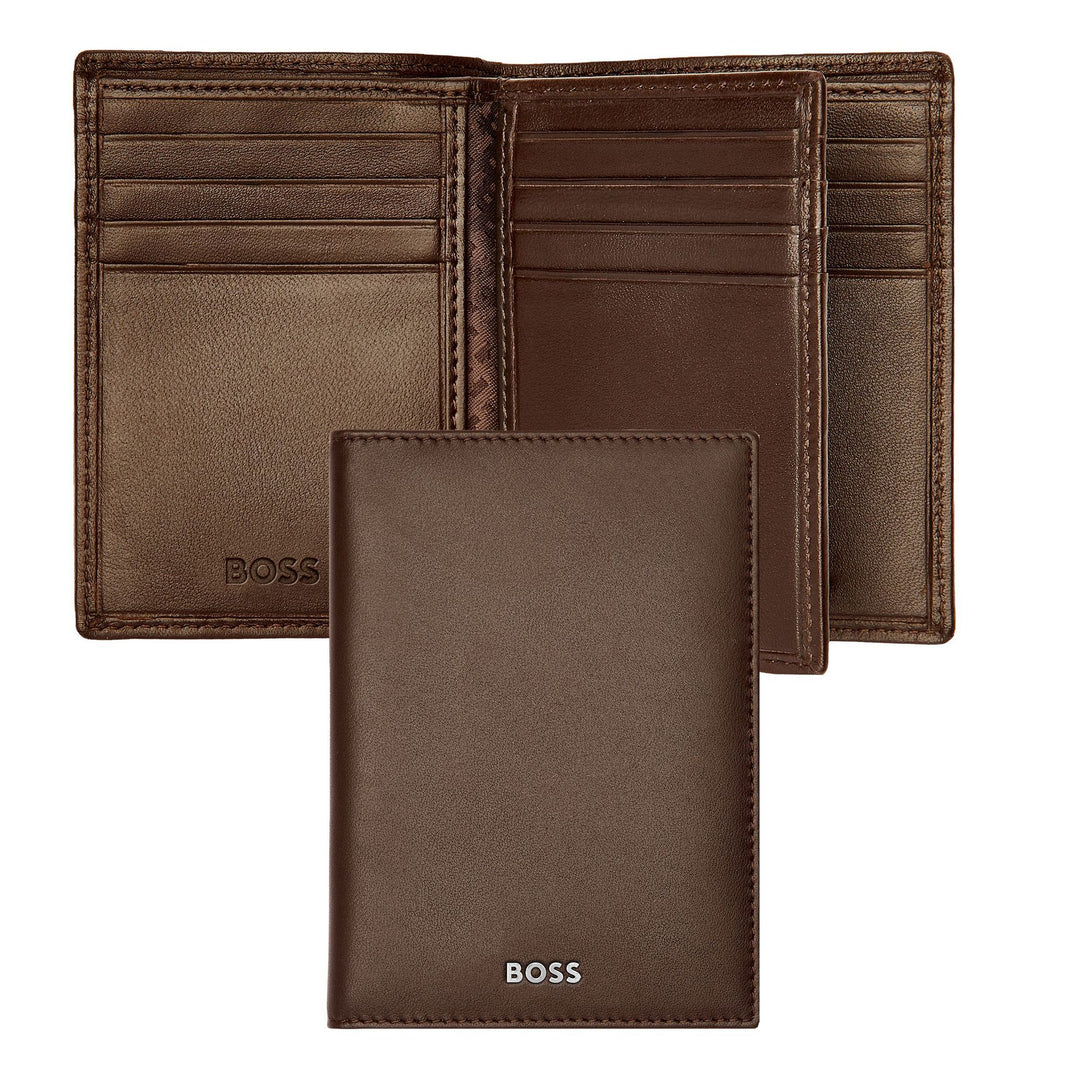 Hugo Boss Porta carte trifold Classico liscio marrone HLF403Y