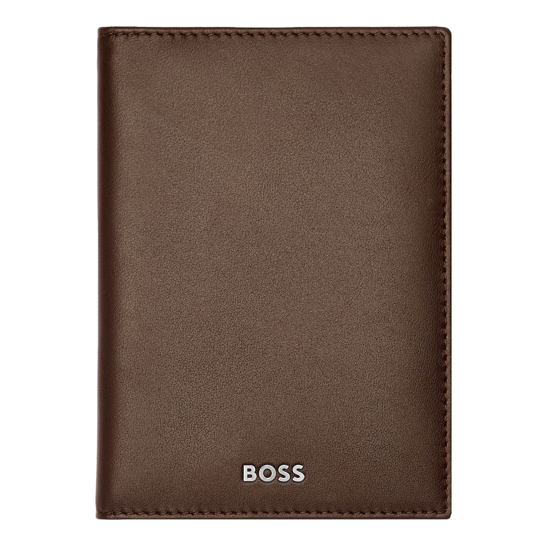 Hugo Boss Porta carte trifold Classico liscio marrone HLF403Y