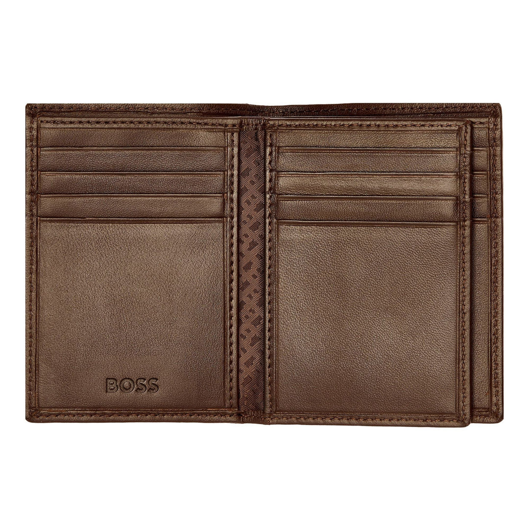 Hugo Boss Porta carte trifold Classico liscio marrone HLF403Y