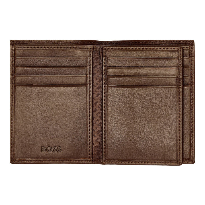 Hugo Boss Porta carte trifold Classico liscio marrone HLF403Y