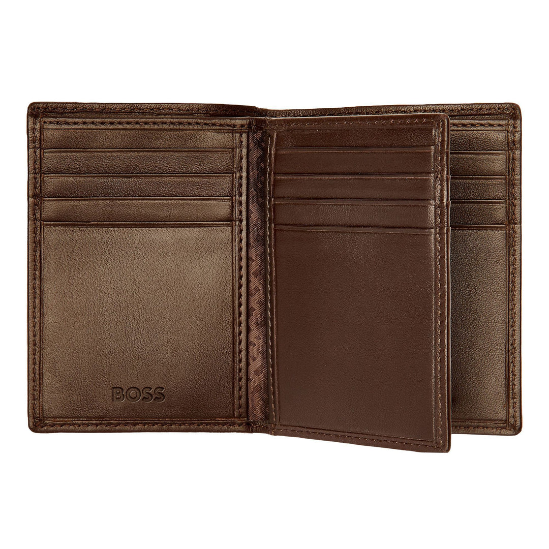 Hugo Boss Porta carte trifold Classico liscio marrone HLF403Y