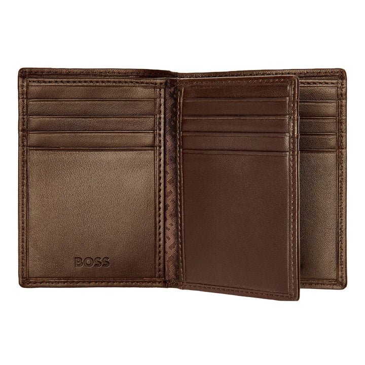 Hugo Boss Porta carte trifold Classico liscio marrone HLF403Y
