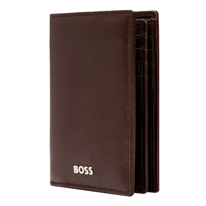 Hugo Boss Porta carte trifold Classico liscio marrone HLF403Y
