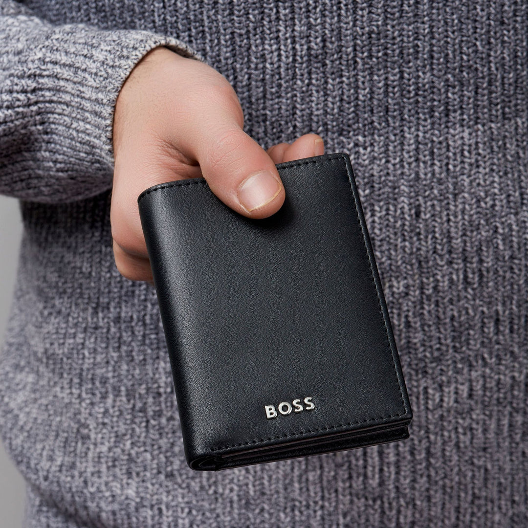 Hugo Boss Porta carte con patta e tasca porta soldi Classic Smooth Black HLG403A