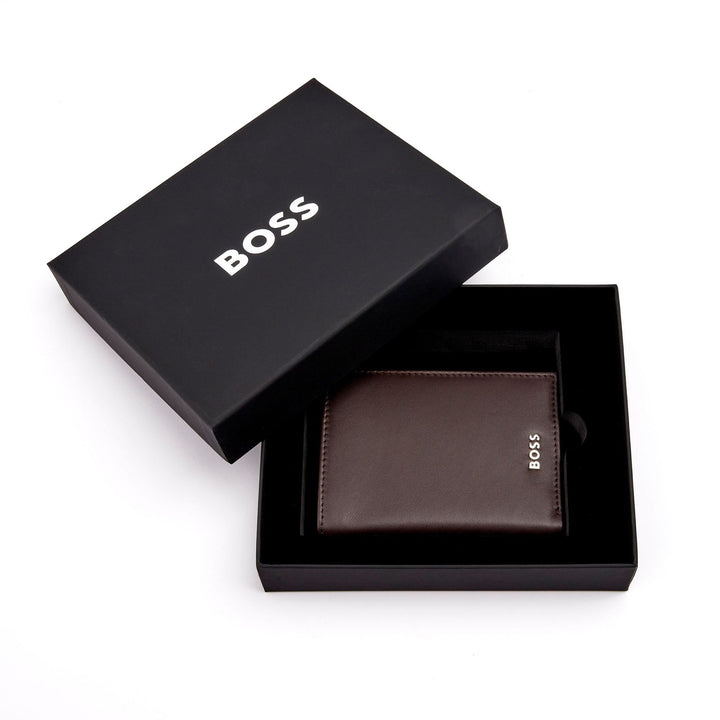 Hugo Boss Porta carte con patta e tasca porta soldi Classic Smooth Brown HLG403Y
