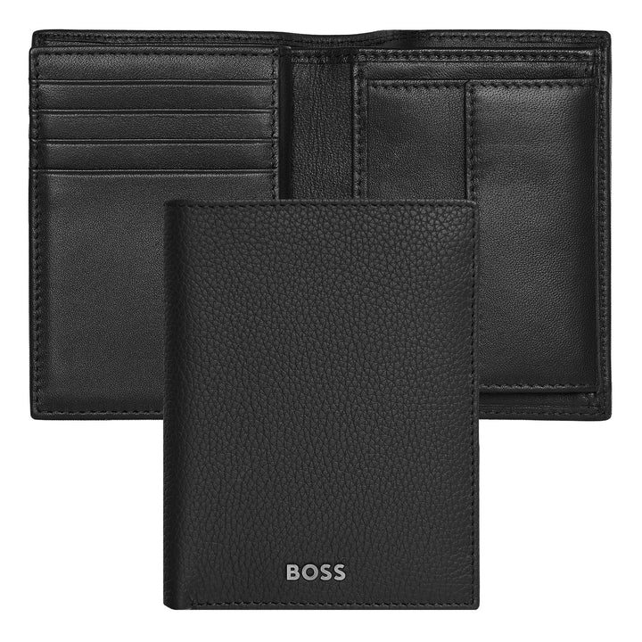 Hugo Boss Porta carte con patta e tasca porta soldi Classic Grained Black HLG416A