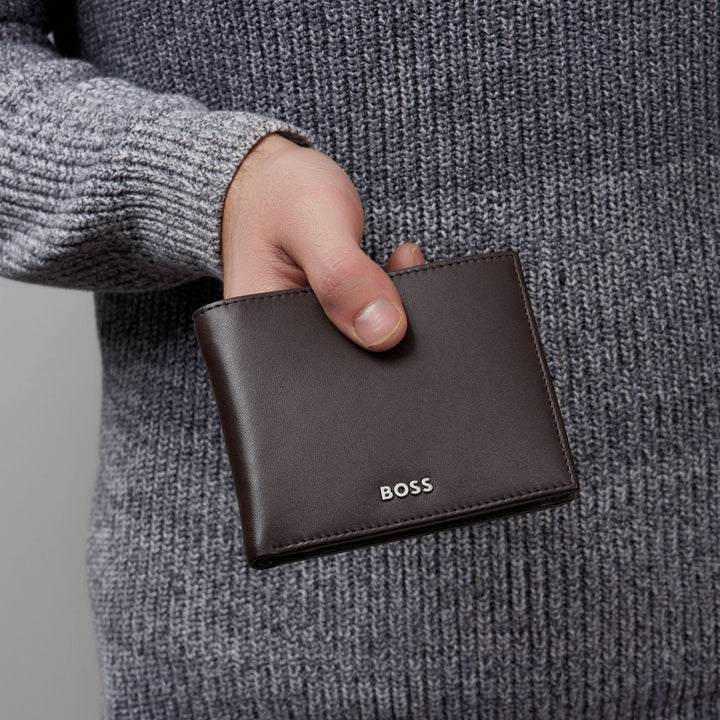 Hugo Boss Portafoglio porta soldi con patta Classico Liscio Marrone HLN403Y