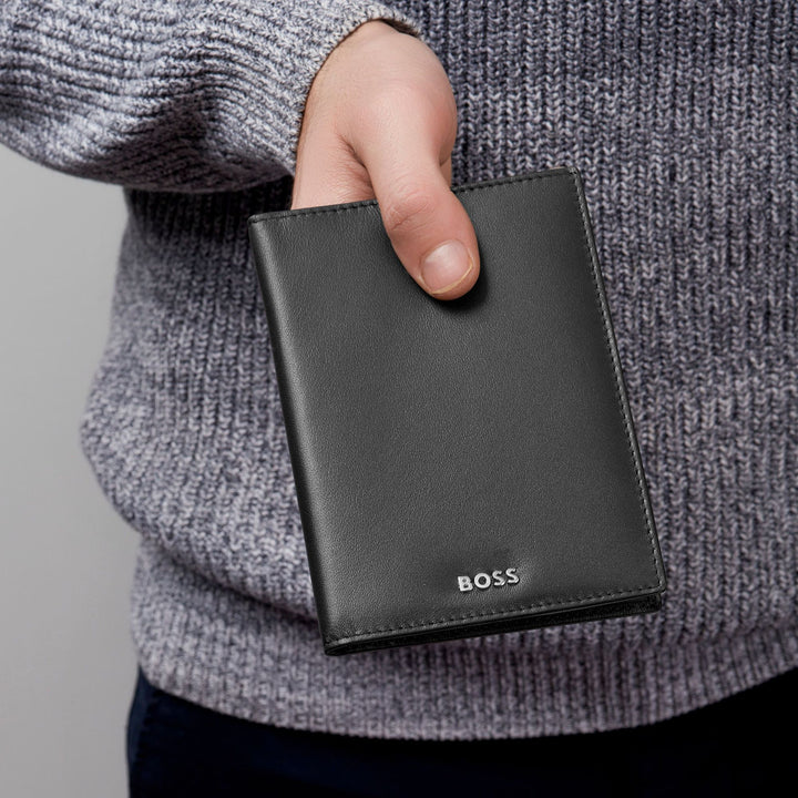 Hugo Boss Portafoglio verticale con patta Classico Liscio Nero HLO403A
