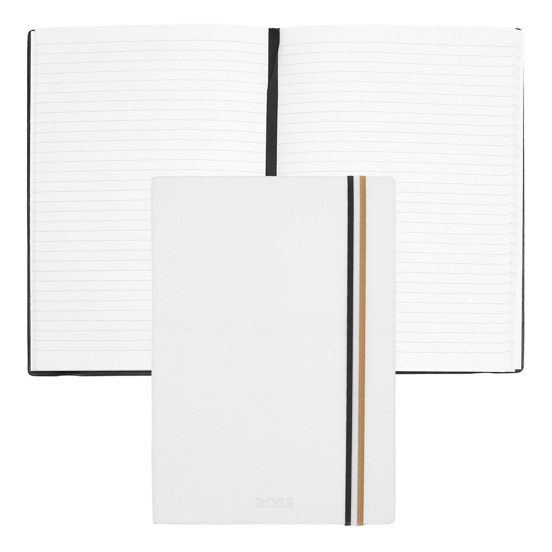 Hugo Boss Quaderno A5 Iconic Bianco a Righe HNH321WL