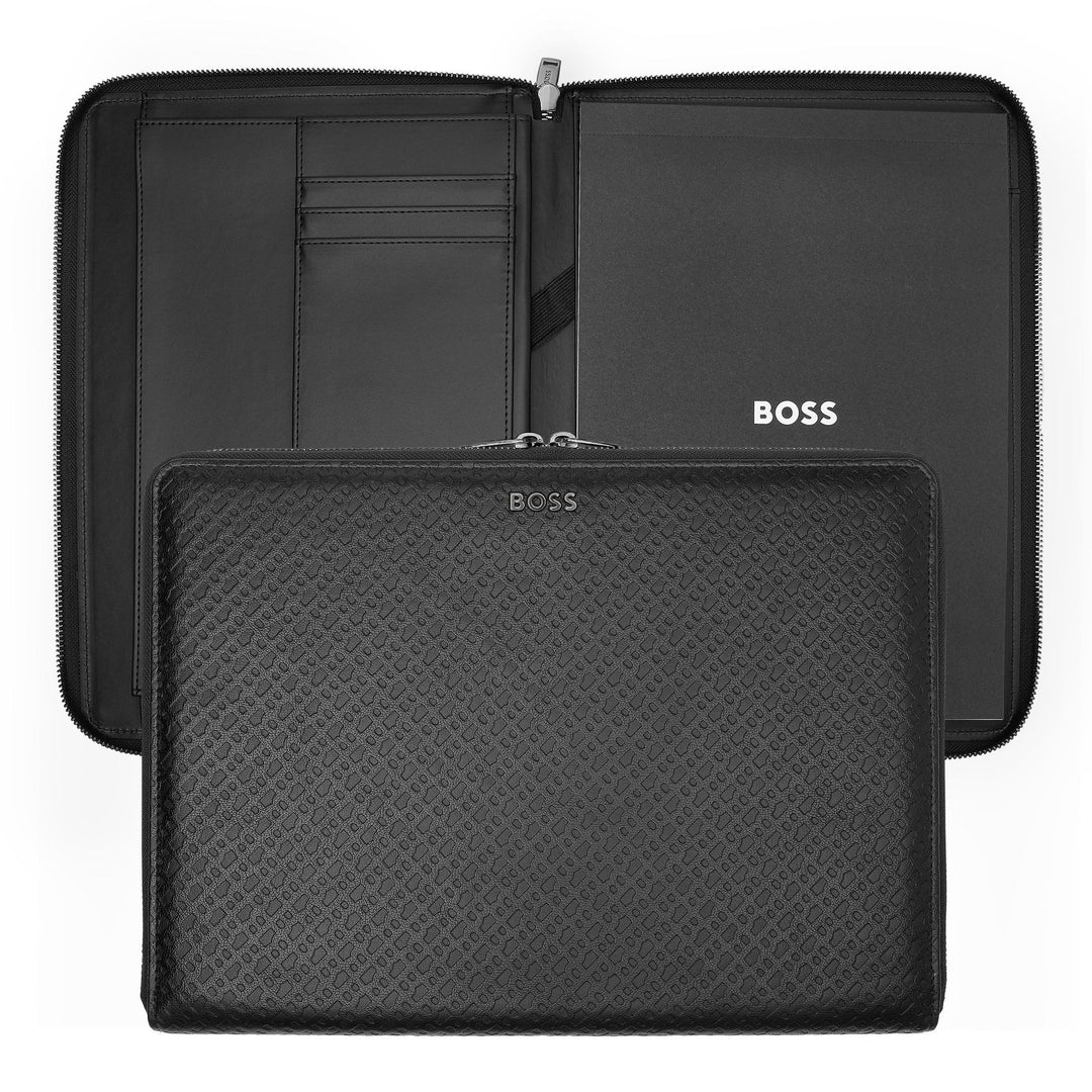 Hugo Boss Cartella per conferenze con cerniera A4 Monogram Zipped Nero HTA411A