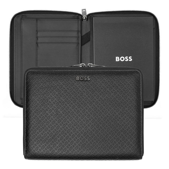Hugo Boss Cartella per conferenze A5 Monogram Zipped Nero HTM411A