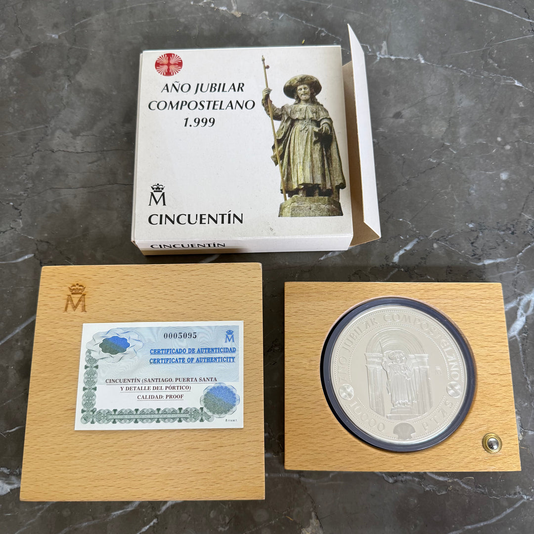 Moneta in argento Cinquentín 10000 Pesetas Año Jubilar Compostelano 1999
