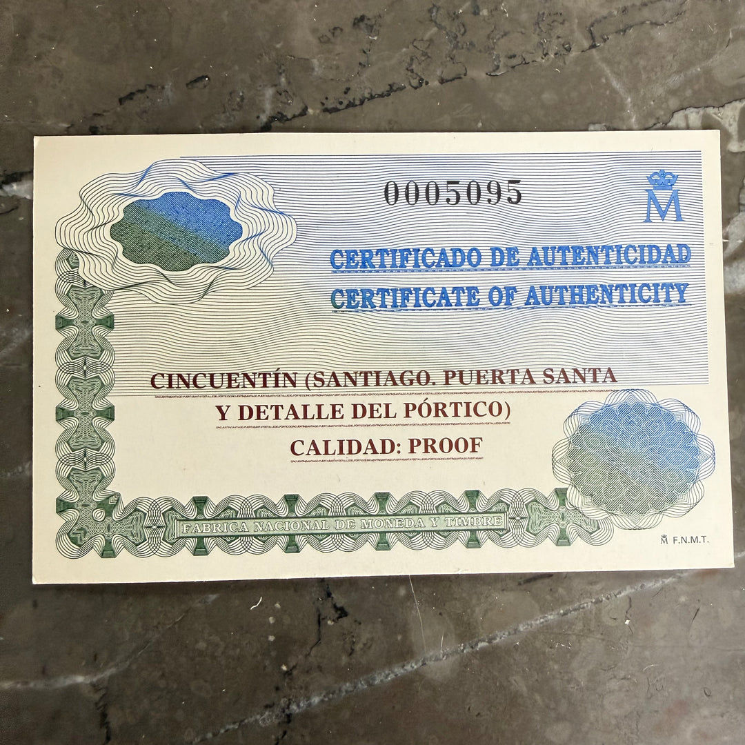 Moneta in argento Cinquentín 10000 Pesetas Año Jubilar Compostelano 1999