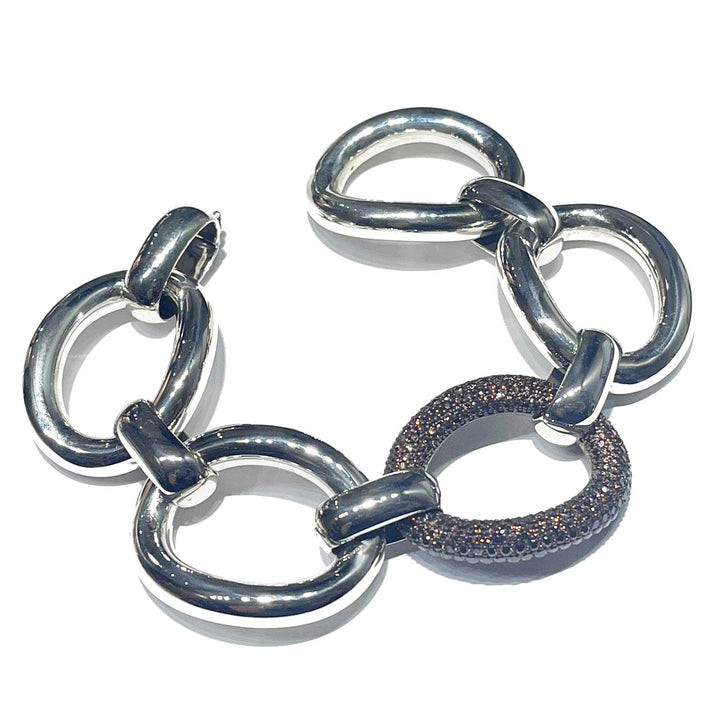 Sidalo bracciale anelli ovali argento 925 zirconi brown M-4447-BW