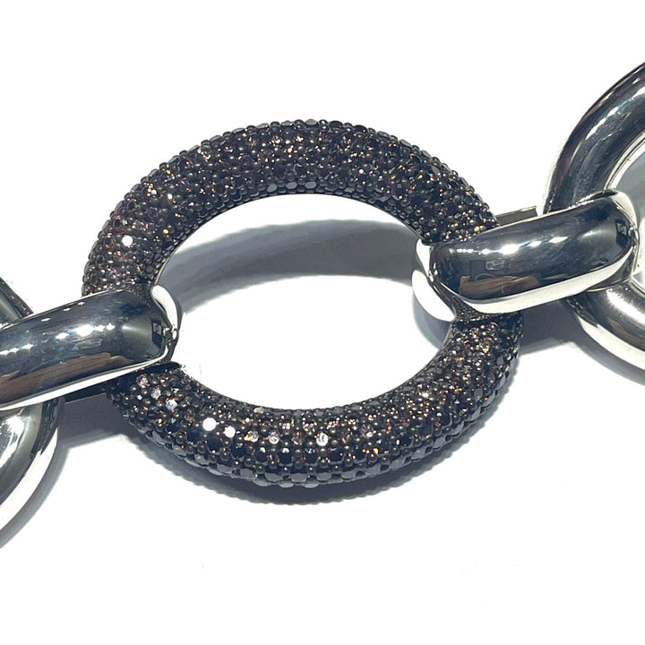 Sidalo bracciale anelli ovali argento 925 zirconi brown M-4447-BW