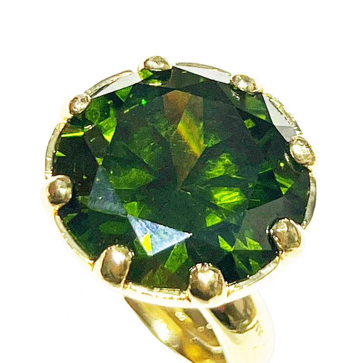 Federica Rossi Anello Cocktail bronzo finitura PVD oro 18kt cristallo verde FR.AN.01