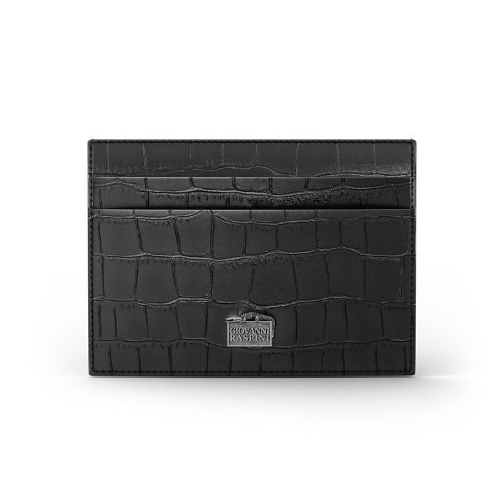 Giovanni Raspini portacarte 4 scomparti pelle croco nero argento 925 L0022