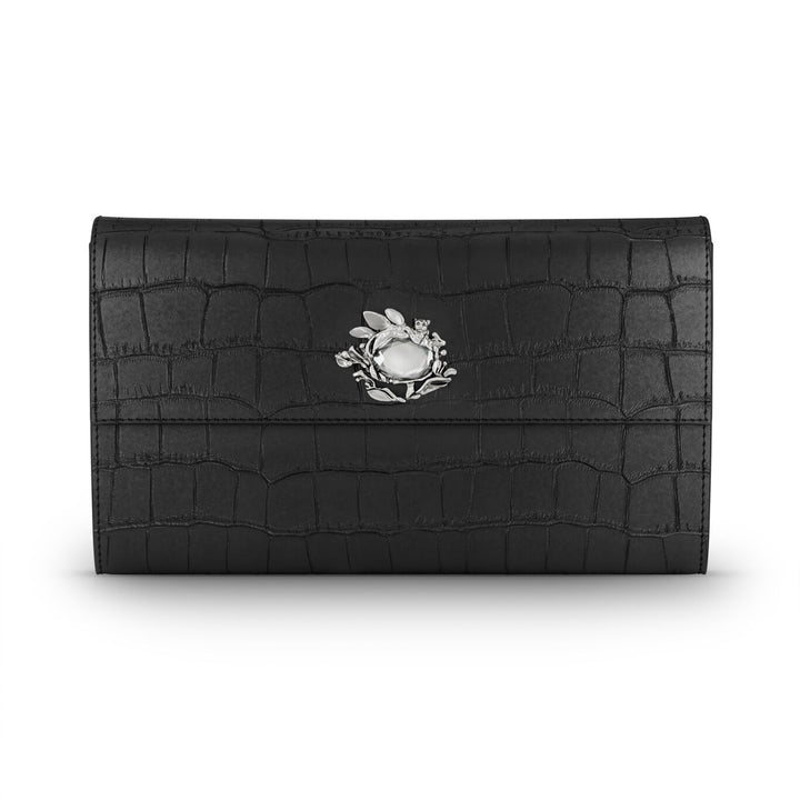 Giovanni Raspini continental jungle pelle croco nera bronzobianco L0026