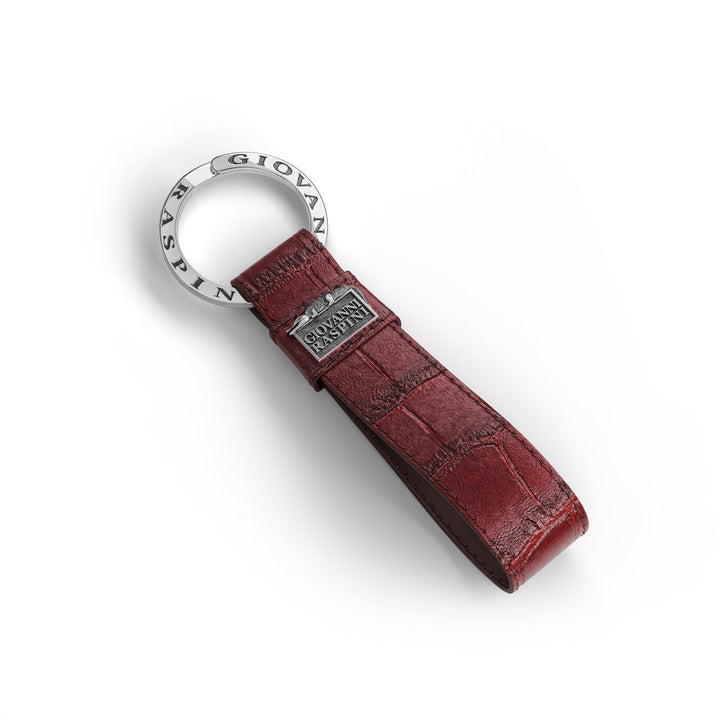 Giovanni Raspini portachiavi pelle croco borgogna Argento 925