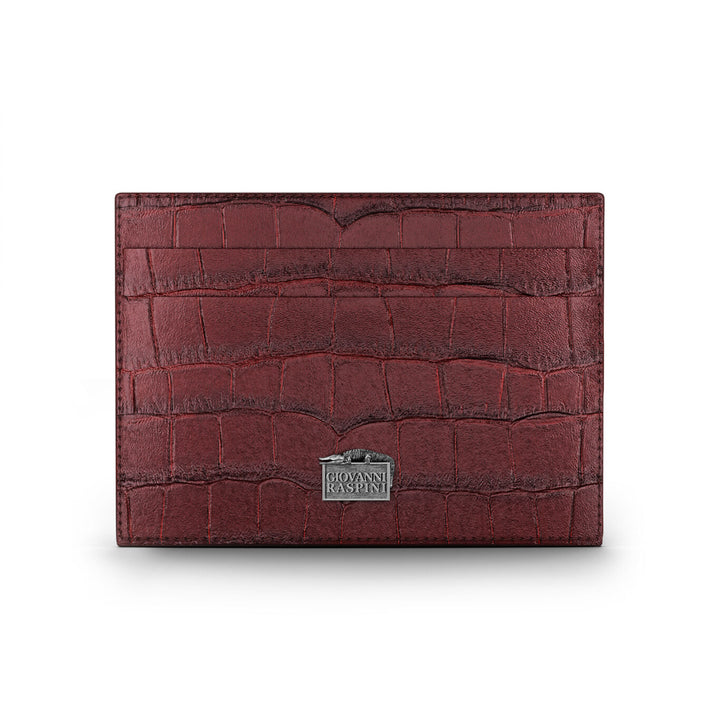Giovanni Raspini portacarte pelle croco borgogna argento 925 L0029