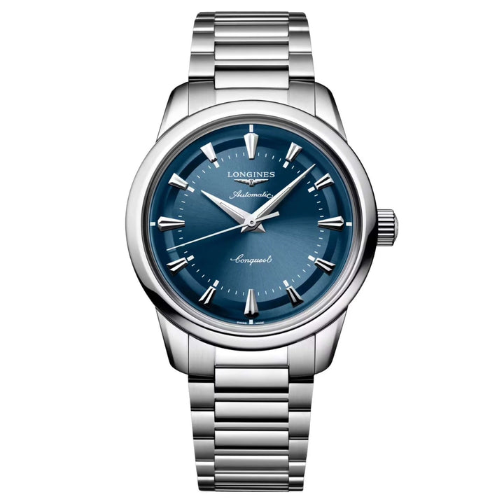 Longines orologio Conquest Heritage 38mm blu automatico acciaio L1.649.4.92.6