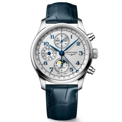 Longines orologio Master Collection Chrono Moonphase 41mm argento automatico acciaio L2.962.4.73.2