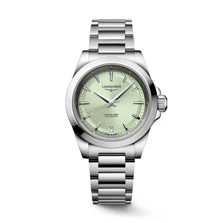 Longines orologio Conquest 34mm verde automatico acciaio L3.430.4.02.6