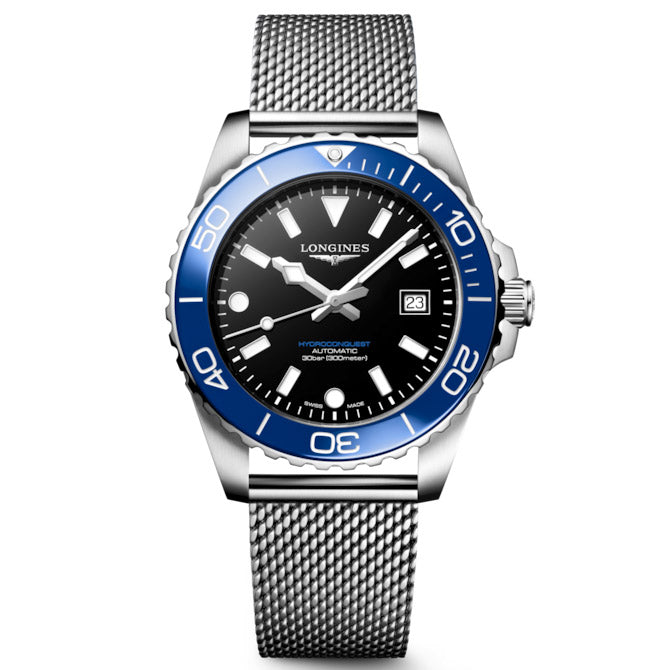 Longines orologio Hydroconquest 42mm nero automatico acciaio L3.788.4.90.6