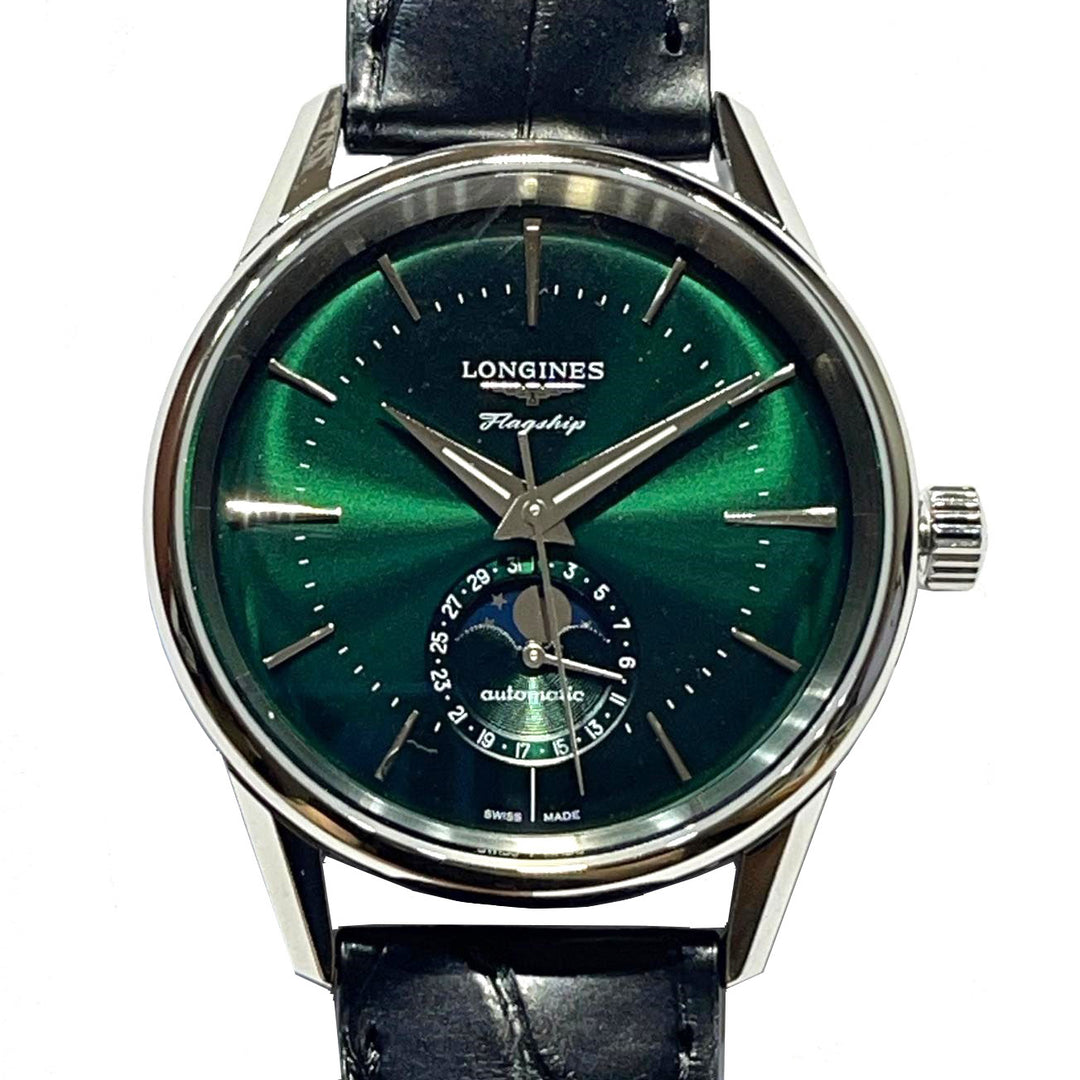 Longines orologio Flagship Heritage Moonphase 38,5 mm verde automatico acciaio L4.815.4.02.2