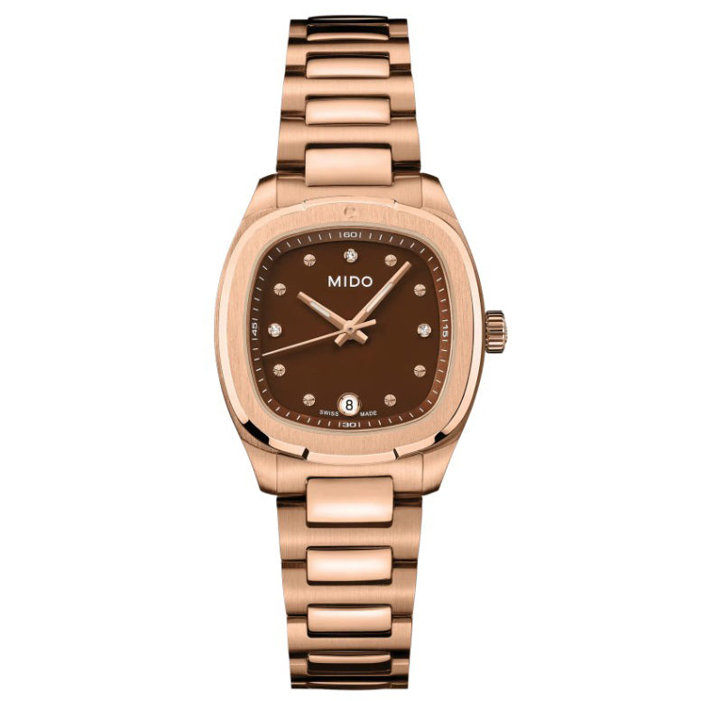 Mido Multifort TV 28mm marrone quarzo acciaio finitura PVD oro rosa M049.110.33.296.00