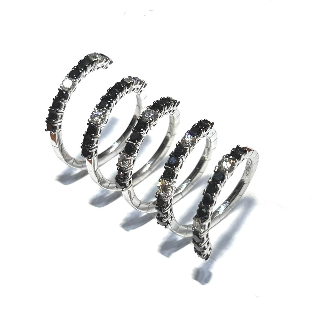 Sidalo anello Spirale oro bianco 18kt diamanti bianchi e nero M 5043-BN