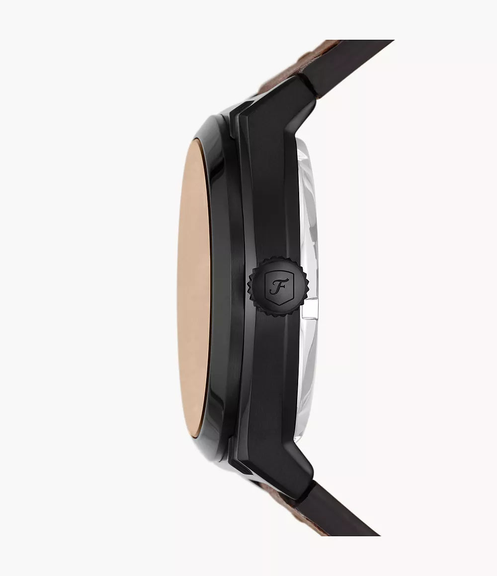 Fossil orologio Everett 42mm nero automatico acciaio finitura PVD nero ME3207