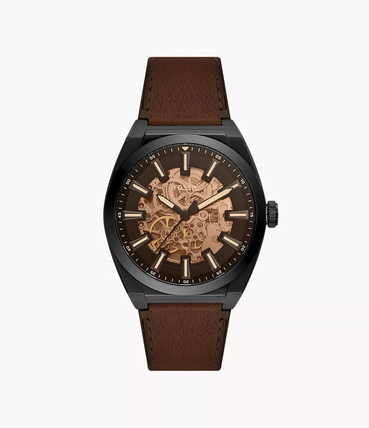 Fossil orologio Everett 42mm nero automatico acciaio finitura PVD nero ME3207