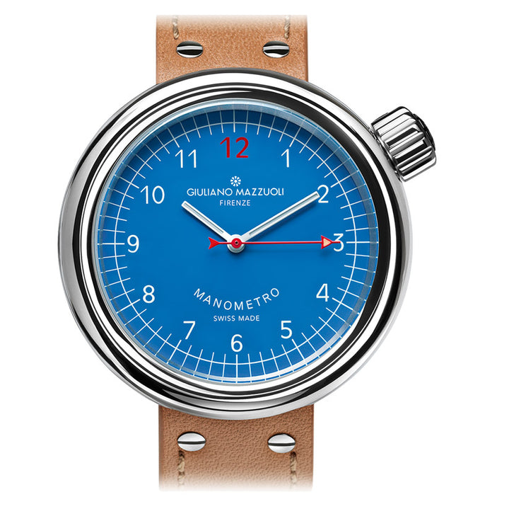 Giuliano Mazzuoli watch Manometer 45mm blue automatic steel MRP03N