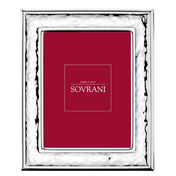 Sovrani cornice portafoto bilaminato argento lucido retro legno bianco 18x24cm B685